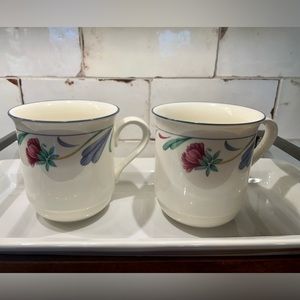 Lenox Poppies on Blue Mugs